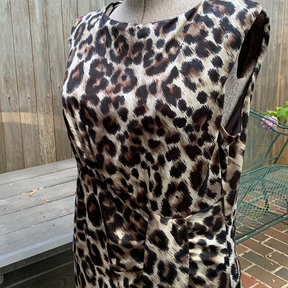 Tiana B leopard print dress stretch sleeveless sheath - Picture 3 of 6
